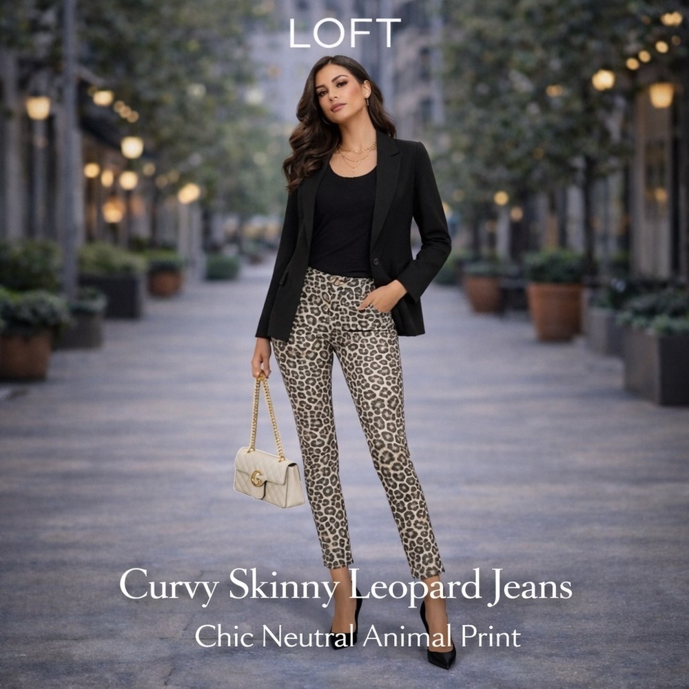 Size 2 Loft Curvy Skinny Leopard Jeans – Chic Neutral Animal Print